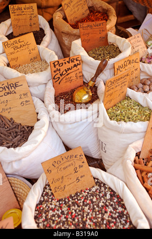 Herbes et épices EN DÉCROCHAGE DU MARCHÉ FRANÇAIS Banque D'Images