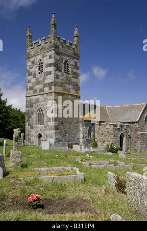 Church, Eglise St Wynwallow Cove, Cornwall, UK Banque D'Images