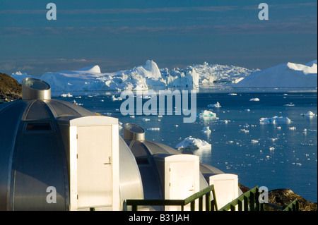 Des igloos en raison de l'Arctique à Ilulissat Groenland Hotel Banque D'Images