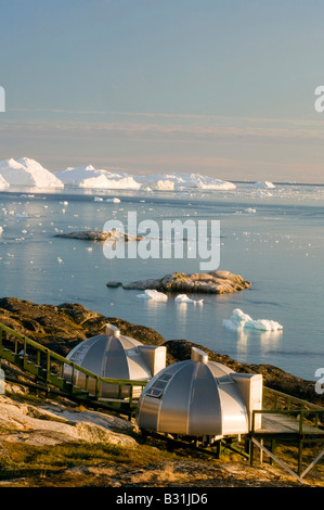 Des igloos en raison de l'Arctique à Ilulissat Groenland Hotel Banque D'Images