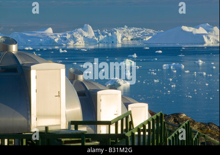 Des igloos en raison de l'Arctique à Ilulissat Groenland Hotel Banque D'Images