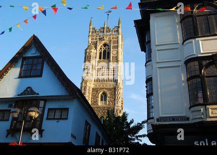 Tour de l'église Saint-Laurent, au lever du soleil, Lane, Ipswich, Suffolk, Angleterre, Royaume-Uni Banque D'Images