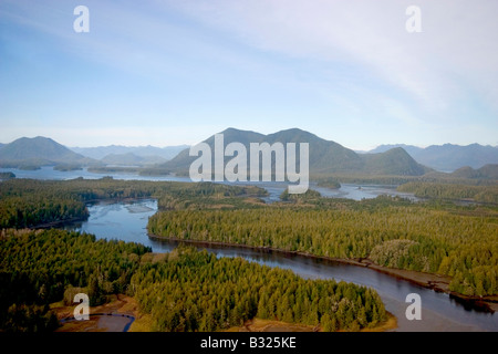 Tofino paysage vue aérienne de l'île de Vancouver en Colombie-Britannique Banque D'Images