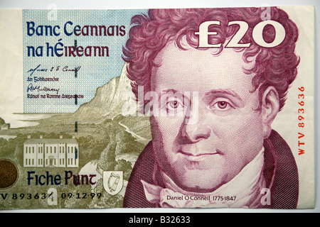 Daniel O'Connell sur la note de 20 livres 20 Irlandais Banque D'Images