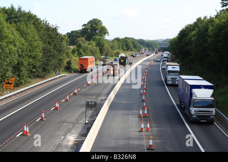 Travaux sur le M11 du Hertfordshire, England uk go Banque D'Images