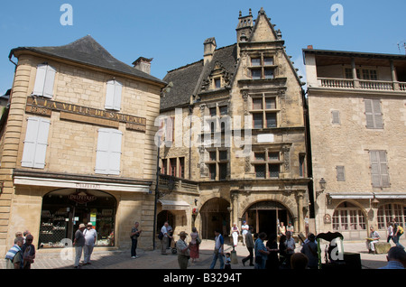 Hôtel de la Boetie,Sarlat la Caneda rue de vieilles maisons médiévales, Périgord, Dordogne, France Banque D'Images