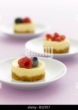 Berry miniature desserts gâteau au fromage Banque D'Images