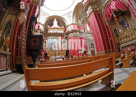 L'église paroissiale de saint Paul, de l'intérieur Rabat, Malte Banque D'Images