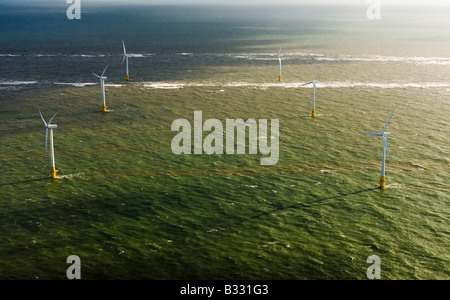Scroby Sands d'éoliennes au large de Great Yarmouth sur la côte de Norfolk Norfolk Octobre Banque D'Images