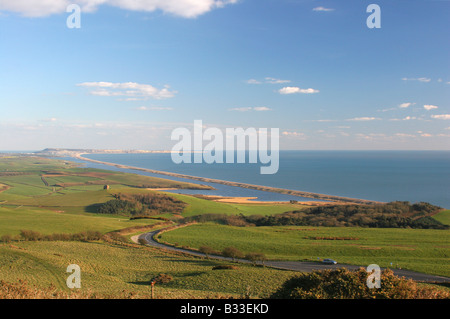 Vue sur le parc et la Chapelle Sainte Catherine à l'égard de Portland, dans le Dorset Abbotsbury ci-dessus Banque D'Images