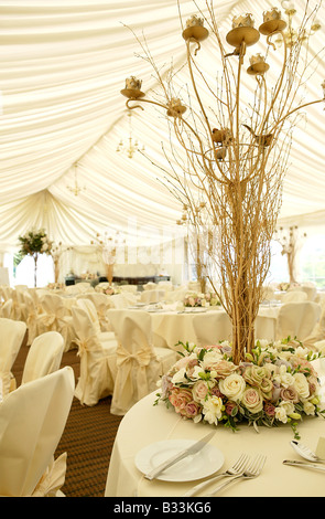 Réception de Mariage portrait vertical vertical décorations de table ou d'affichage des présentations dans les célébrations des manifestations avant Banque D'Images