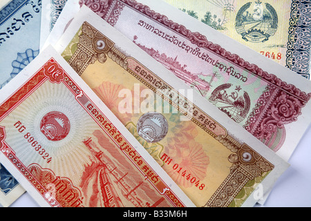 Service de billets de banque de Kip Laos Banque D'Images