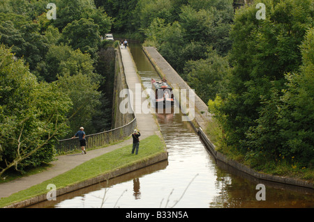 Un grand classique du passage de l'aqueduc du canal de Llangollen Chirk sur laquelle les ponts de la frontière entre l'Angleterre et au Pays de Galles Banque D'Images