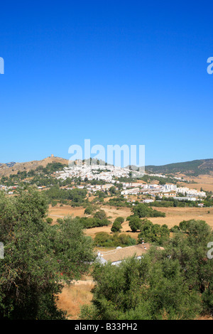 Village blanc de Jimena de la Frontera, Andalousie, Sud de l'Espagne Banque D'Images