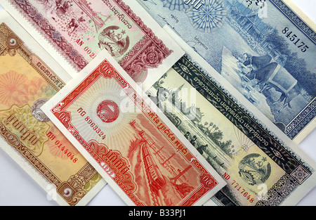 Service de billets de banque de Kip Laos Banque D'Images