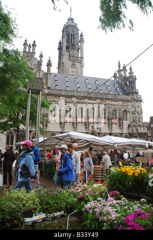 Hôtel de Ville et Place du Marché Middelburg Zeeland Pays-Bas Banque D'Images