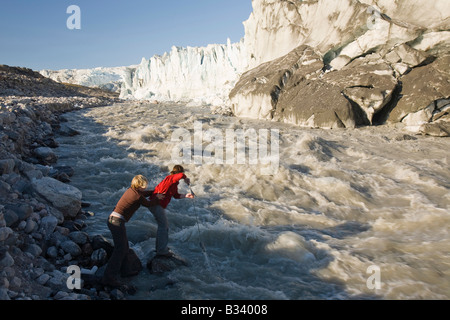 La fonte rapide des glaciers Russell près de Kangerlussuaq au Groenland Banque D'Images