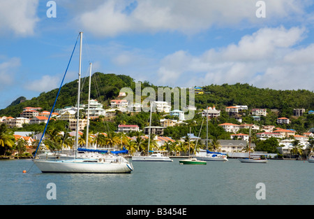 Yachts à Rodney Bay Marina, Sainte-Lucie, 'Antilles', Îles du vent, Caraïbes Banque D'Images