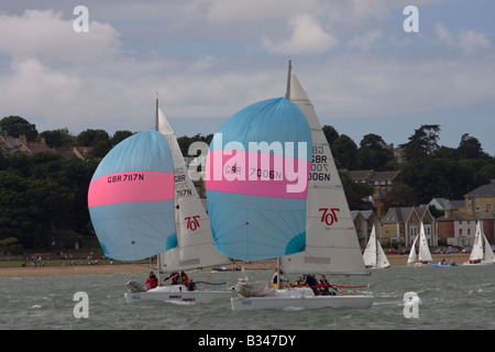 Les courses de bateaux à la semaine de Cowes, île de Wight, Royaume-Uni Banque D'Images