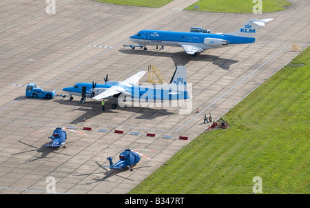 Vue aérienne de l'avion à l'aéroport de Norwich permanent, Norfolk, Angleterre Banque D'Images