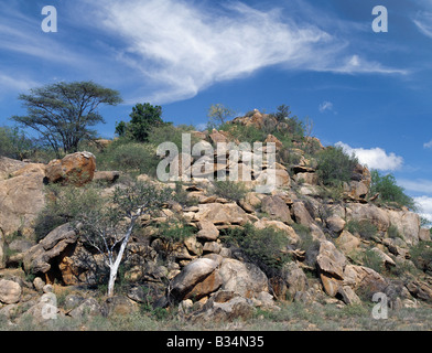 Kenya, Samburu, Leserikan. Un énorme tas de roche dans les contreforts au nord de l'Ndoto Mountains. Banque D'Images