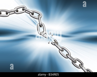 3D render of breaking chains Banque D'Images