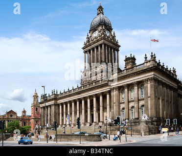 Hôtel de ville de Leeds (conçu par l'architecte local Cuthbert Brodrick), Leeds, West Yorkshire, Angleterre Banque D'Images