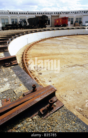 Roundhouse Railroad et du plateau tournant, à Spencer Boutiques, Le Musée des Transports de l'État de Caroline du Nord, Spencer NC Banque D'Images