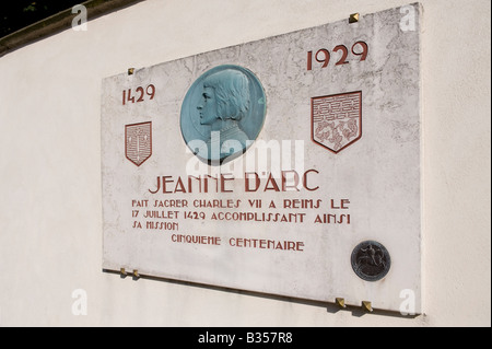 Joan of Arc plaque murale Reims France Banque D'Images