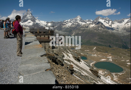 Vue vers l'ouest nord-ouest depuis le Gornergrat (3089m), Valais, Suisse Banque D'Images