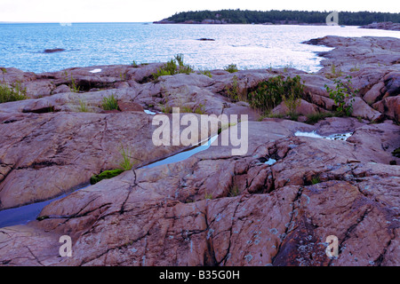 Granite rivage de la baie Georgienne, près de Killarney, Ontario, Canada Banque D'Images