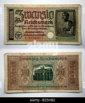 MOB75 50 Reichsmark swastika Invasion Hitler Guerre Mondiale l'Allemagne de l'emblème du parti nazi allemand Banque D'Images