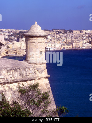 Malte - Vue sur le Grand Port de La Valette. Banque D'Images