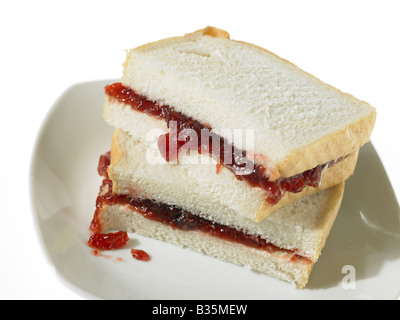 Sandwich confiture sur pain blanc Banque D'Images