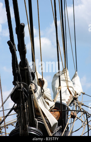 La tête sur les navires US Brig Niagara Ship Banque D'Images