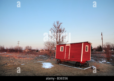 Ancien wagon EN BOIS PAR LA ROUTE 66 dans la région de Lexington Kentucky USA Banque D'Images