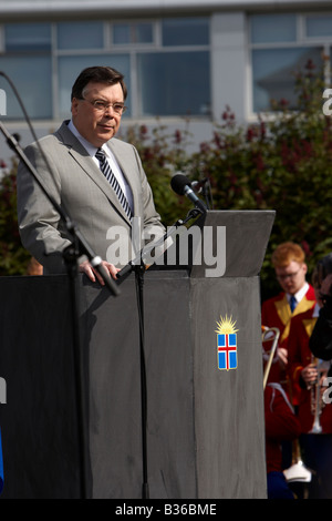 17 Juin Célébration de la fête de l'indépendance de l'Islande Le Premier ministre Geir Haarde, H Banque D'Images