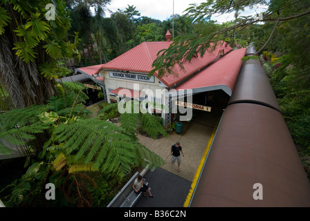 La plante tropicale de Kuranda festonnées gare sur le plateau d'Atherton dans far north Queensland Banque D'Images