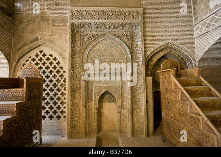 Oljeitu Mihrab à la mosquée Jameh Ispahan en Iran Banque D'Images