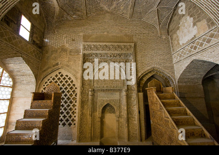 Oljeitu Mihrab à la mosquée Jameh Ispahan en Iran Banque D'Images