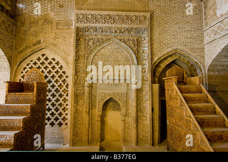 Oljeitu Mihrab à la mosquée Jameh Ispahan en Iran Banque D'Images