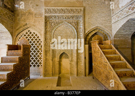 Oljeitu Mihrab à la mosquée Jameh Ispahan en Iran Banque D'Images