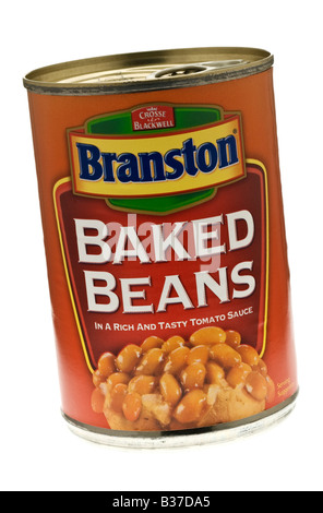 Tin de Branston haricots cuits au four. Banque D'Images