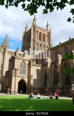 Cathédrale de Hereford, Herefordshire, Angleterre, Royaume-Uni Banque D'Images