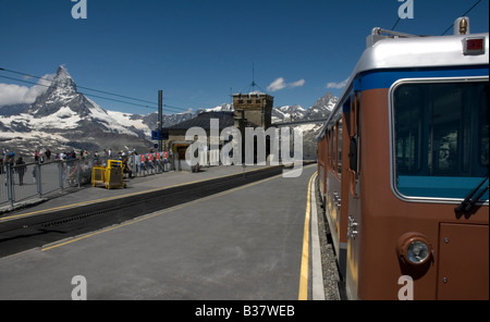 Vue vers l'ouest du Gornergrat (3089m) Gare, Valais, Suisse Banque D'Images