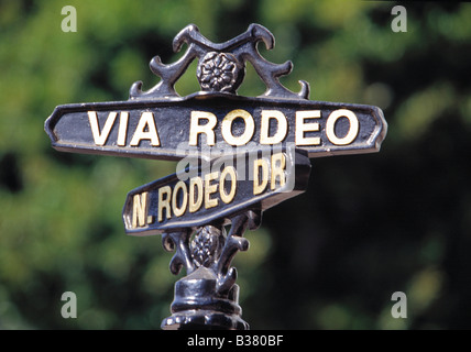 Beverly Hills, Rodeo Drive Sign Banque D'Images