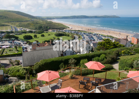 Le village et la plage de Woolacombe Banque D'Images