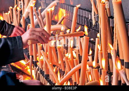 La bougie offrant au Sanctuaire de Fatima, Portugal Banque D'Images