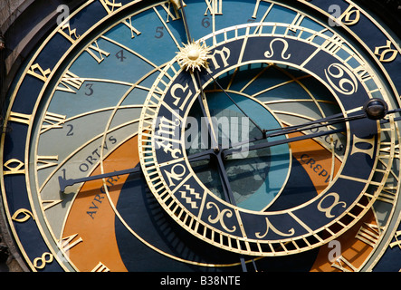 Août 2008 - L'horloge astronomique dans l'ancien Hôtel de Ville Prague Praha République Tchèque Banque D'Images