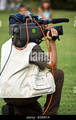 News TV professionnel cameraman. Banque D'Images